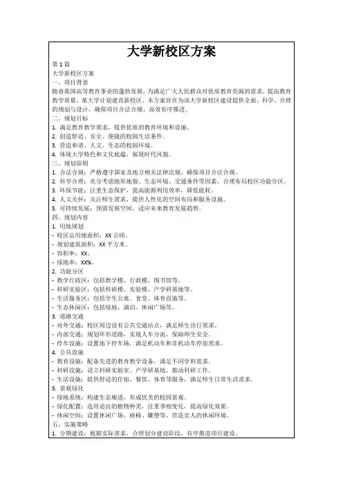 大学新校区方案