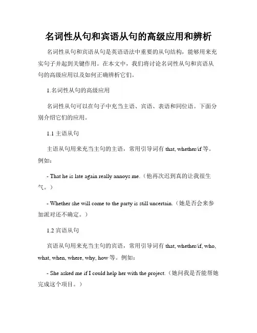 名词性从句和宾语从句的高级应用和辨析