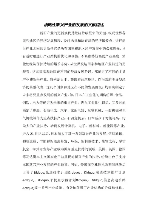 战略性新兴产业的发展的文献综述_1