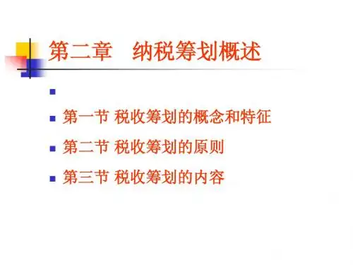 纳税统筹课件-济大第二章  纳税筹划概述