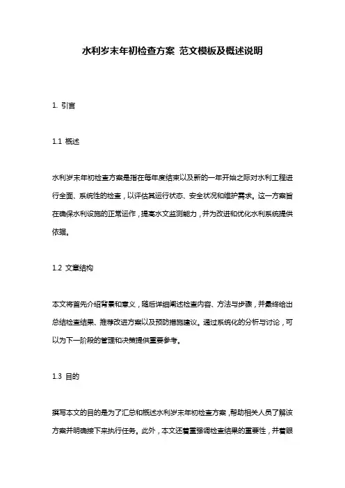 水利岁末年初检查方案_范文模板及概述说明