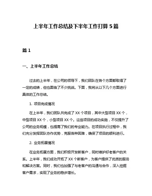 上半年工作总结及下半年工作打算5篇