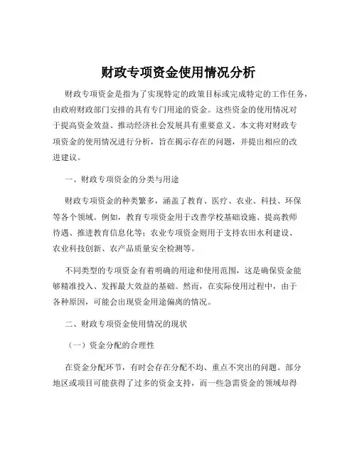 财政专项资金使用情况分析