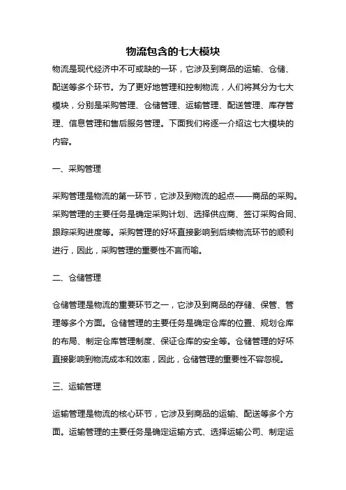 物流包含的七大模块