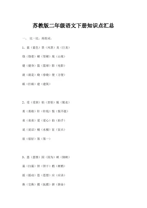 苏教版二年级语文下册知识点汇总