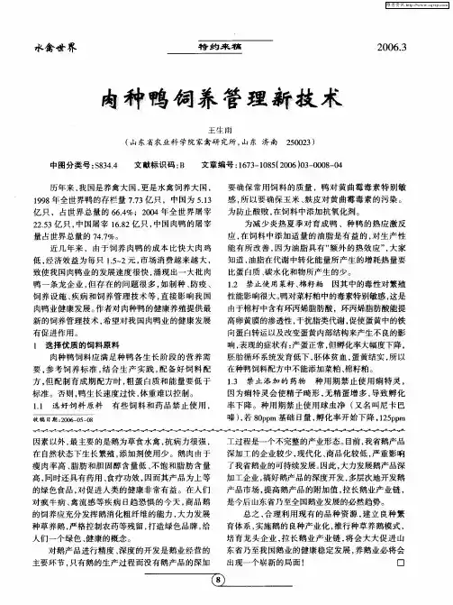 肉种鸭饲养管理新技术