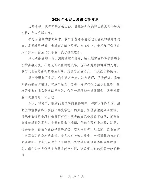 2024年长白山旅游心得样本（3篇）