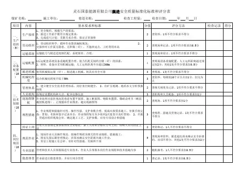 掘进标准化表