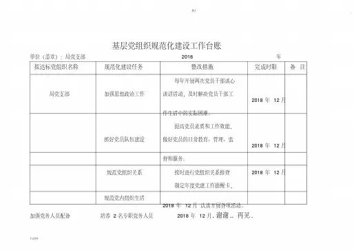 基层党组织规范化建设工作台账