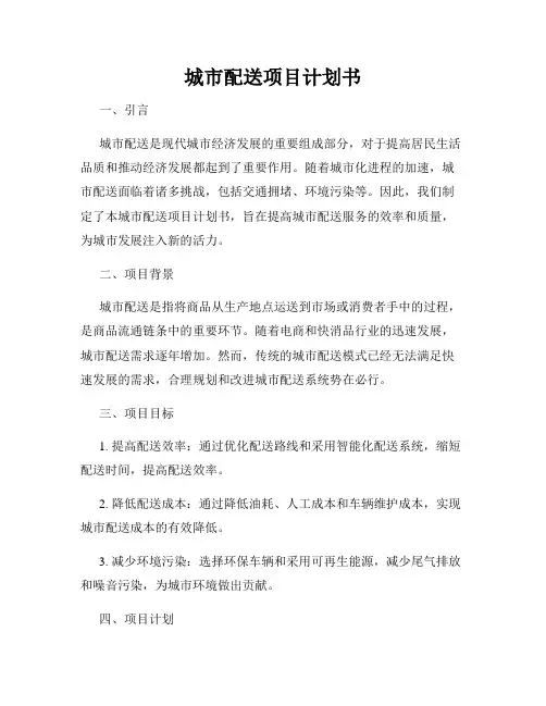 城市配送项目计划书