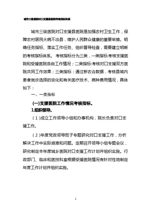 城市三级医院对口支援县医院考核指标体系