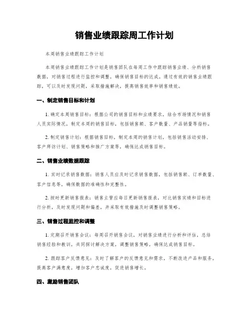 销售业绩跟踪周工作计划