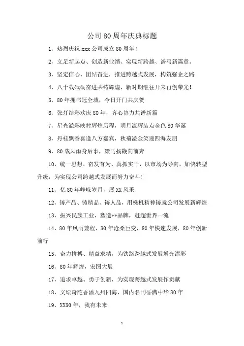公司80周年庆典标题