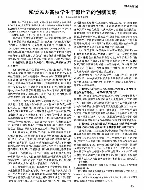 浅谈民办高校学生干部培养的创新实践