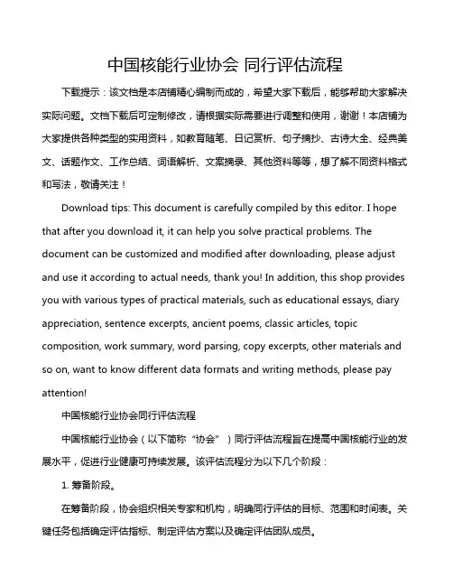 中国核能行业协会 同行评估流程
