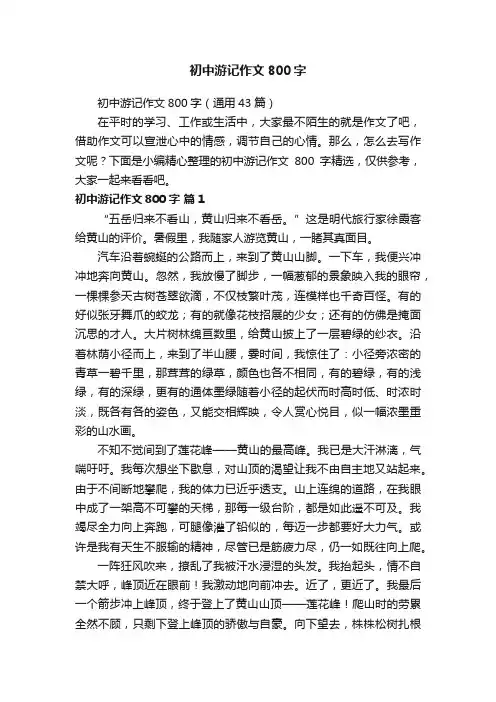 初中游记作文800字（通用43篇）
