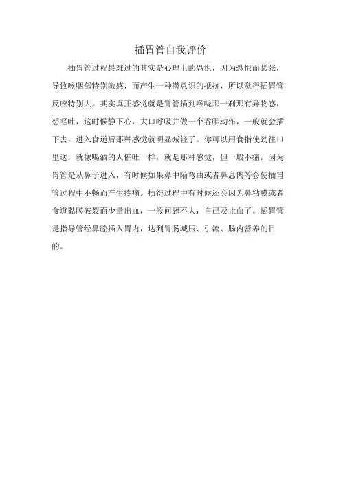插胃管自我评价