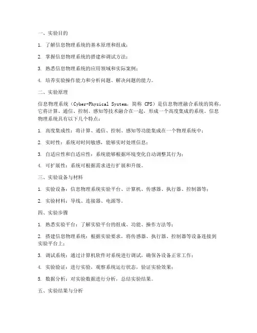 信息物理系统实验报告书