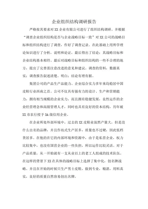企业组织结构调研报告