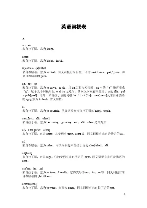 英语词根表——精选推荐