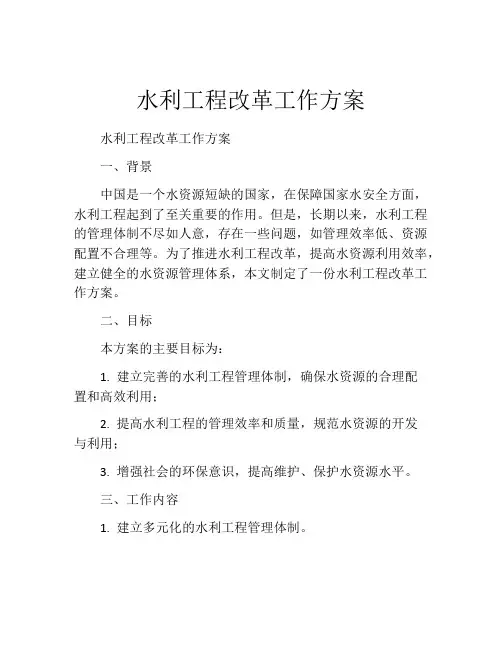 水利工程改革工作方案