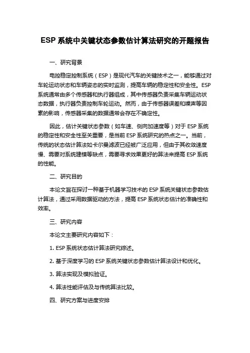 ESP系统中关键状态参数估计算法研究的开题报告