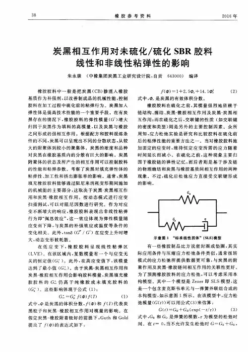 炭黑相互作用对未硫化/硫化SBR胶料线性和非线性粘弹性的影响