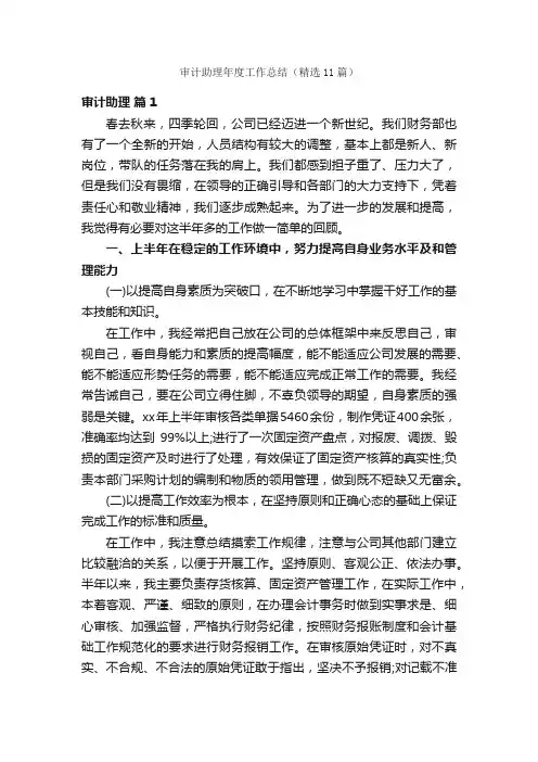 审计助理年度工作总结（精选11篇）