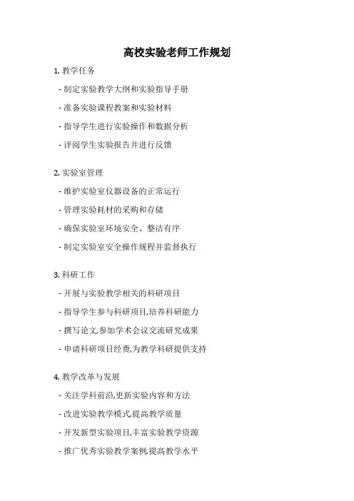 高校实验老师工作规划