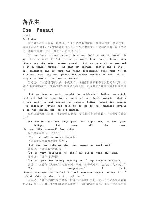 翻译硕士汉译英散文选《落花生The Peanut》