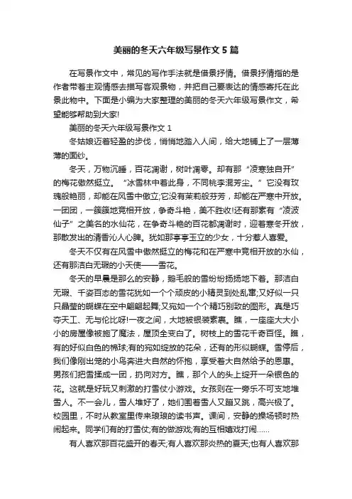 美丽的冬天六年级写景作文5篇
