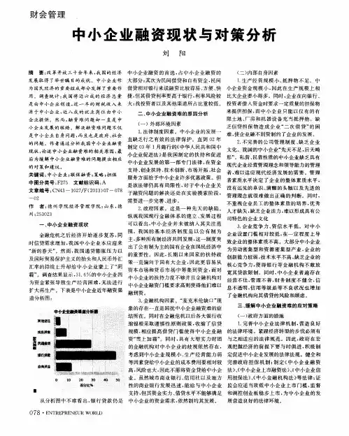 中小企业融资现状与对策分析