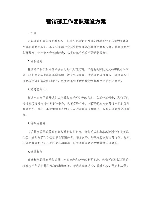 营销部工作团队建设方案