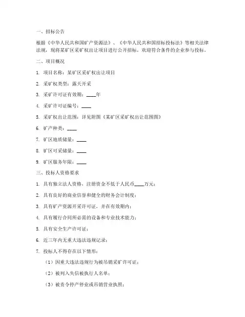 采矿权出让的招标文件
