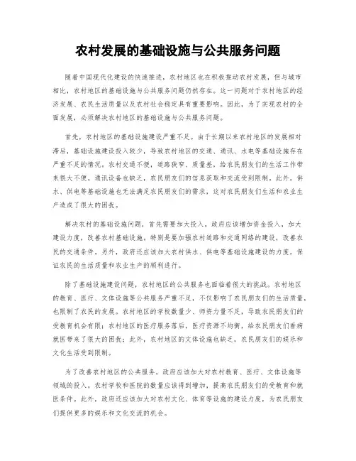 农村发展的基础设施与公共服务问题