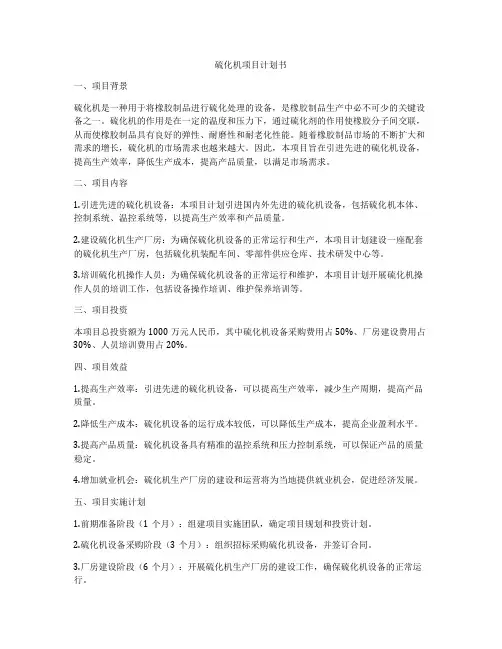 硫化机项目计划书