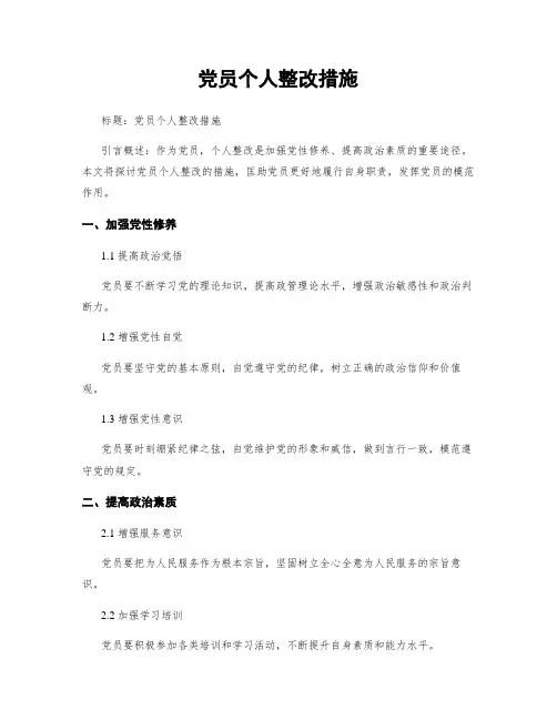 党员个人整改措施 (2)