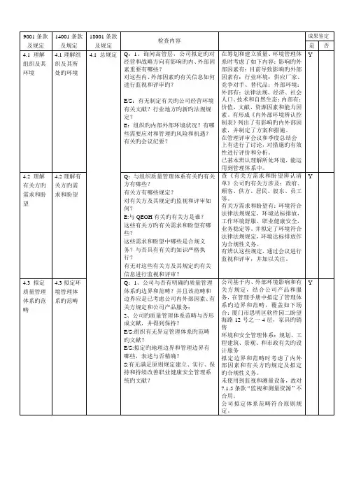 三体系内审检查表(设计院)