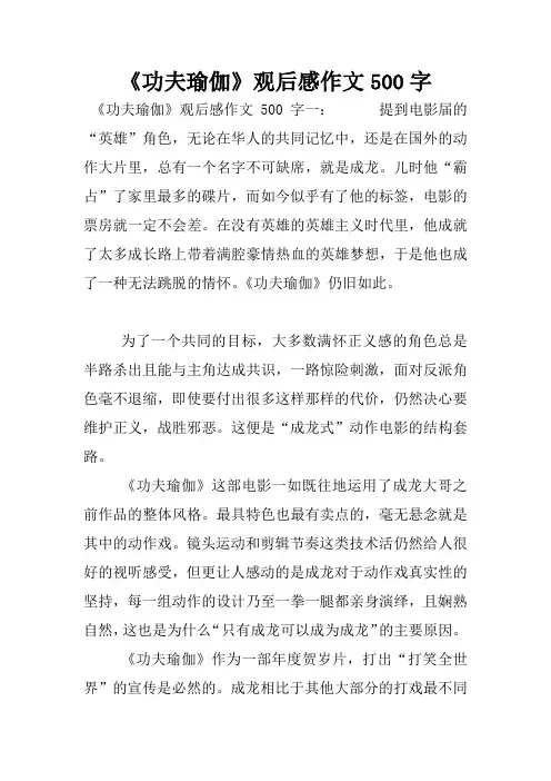 《功夫瑜伽》观后感作文500字