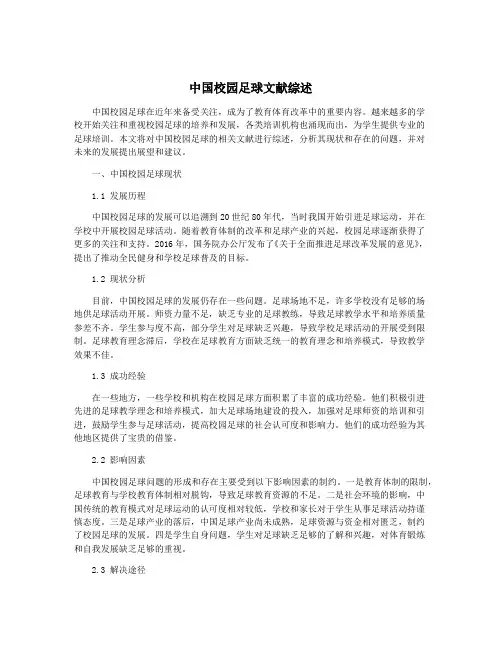 中国校园足球文献综述