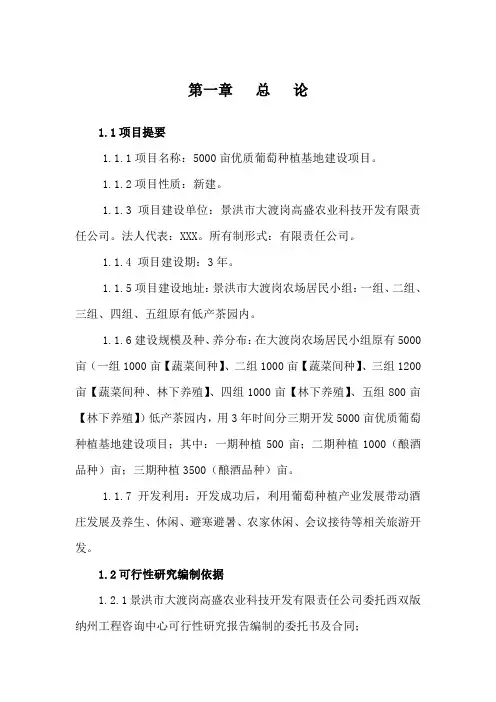 5000亩优质葡萄种植基地建设项目可行性研究报告