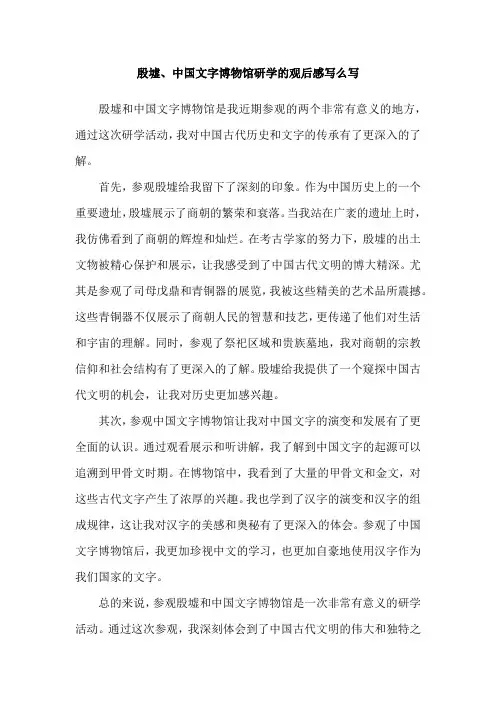 殷墟、中国文字博物馆研学的观后感写么写