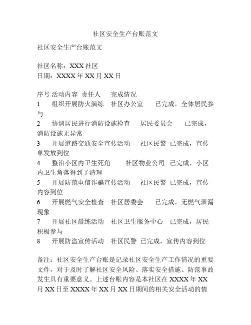 社区安全生产台账范文