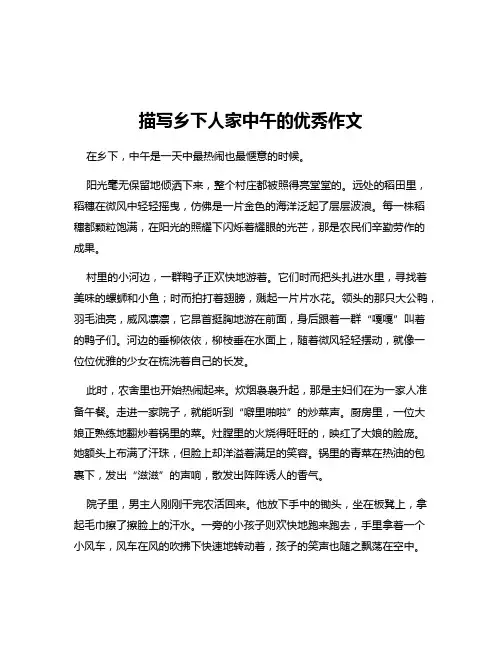 描写乡下人家中午的优秀作文