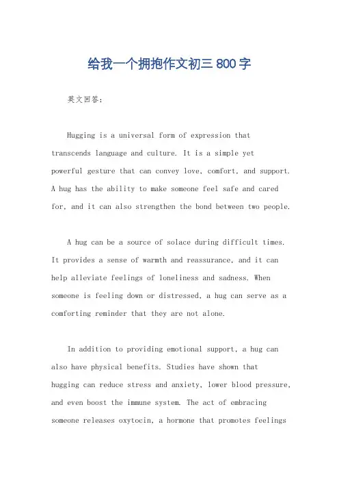 给我一个拥抱作文初三800字