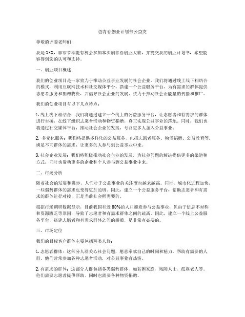创青春创业计划书公益类