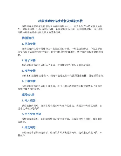 植物病毒的传播途径及感染症状