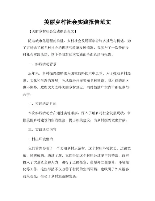 美丽乡村社会实践报告范文