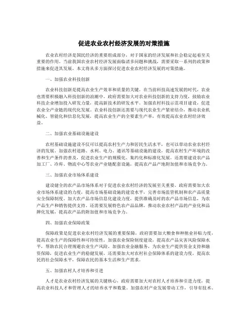 促进农业农村经济发展的对策措施