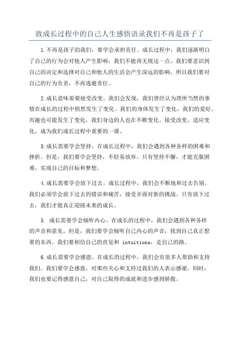 致成长过程中的自己人生感悟语录我们不再是孩子了